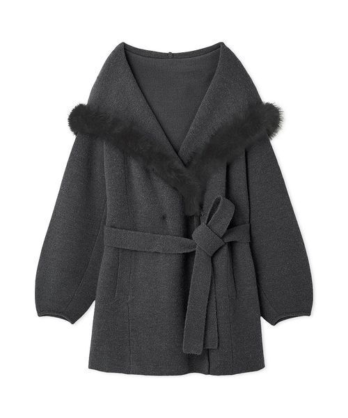 ファーフードニットコート（その他アウター）｜SNIDEL（スナイデル）の