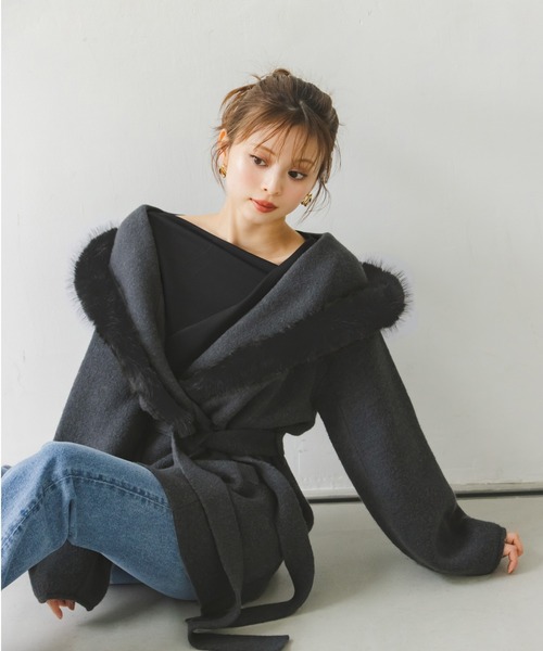 スナイデル　リアルファー付きダッフルコートレア商品　超美品　新品未使用品✨ Super120'sウール フォックスファーショートダッフルコート