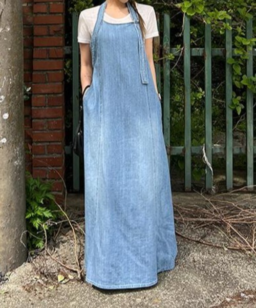 原宿店限定　エプロンワンピース 🩵🩵あじさいシリーズ🤍🤍 セーラーワンピース color:シロ×アカ