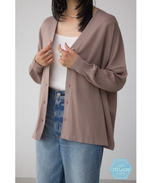 AZUL by moussy(アズールバイマウジー)の「C/T冷感 ニットカーディガン(カーディガン/ボレロ・レディース・ダークベージュ/ブラック/ダークグリーン・FREE)」の1枚目の写真