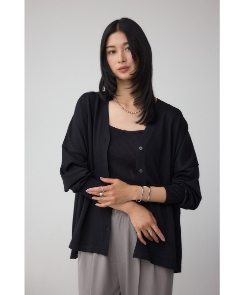 AZUL by moussy(アズールバイマウジー)の「C/T冷感 ニットカーディガン(カーディガン/ボレロ・レディース・ダークベージュ/ブラック/ダークグリーン・FREE)」の5枚目の写真