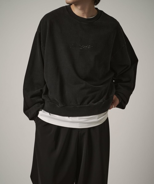 セール】【SURJENT】 ピグメントラインストーンスウェット（スウェット