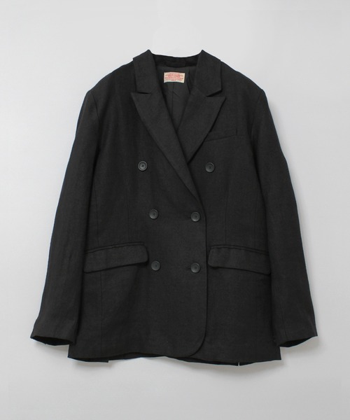 RNA-N(アールエヌエーエヌ)の「J2154 DOUBLE BREASTED LINEN JACKET(ノーカラージャケット・レディース・チャコール/ブラウン/ブラック・FREE)」の2枚目の写真