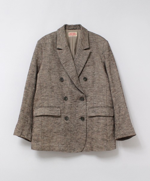 RNA-N(アールエヌエーエヌ)の「J2154 DOUBLE BREASTED LINEN JACKET(ノーカラージャケット・レディース・チャコール/ブラウン/ブラック・FREE)」の8枚目の写真