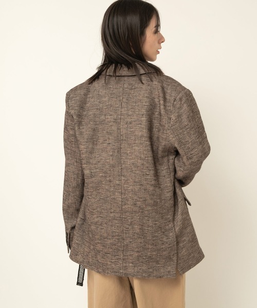 RNA-N(アールエヌエーエヌ)の「J2154 DOUBLE BREASTED LINEN JACKET(ノーカラージャケット・レディース・チャコール/ブラウン/ブラック・FREE)」の7枚目の写真