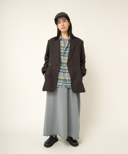 RNA-N(アールエヌエーエヌ)の「J2154 DOUBLE BREASTED LINEN JACKET(ノーカラージャケット・レディース・チャコール/ブラウン/ブラック・FREE)」の10枚目の写真