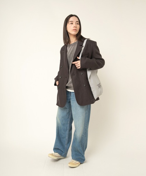 RNA-N(アールエヌエーエヌ)の「J2154 DOUBLE BREASTED LINEN JACKET(ノーカラージャケット・レディース・チャコール/ブラウン/ブラック・FREE)」の11枚目の写真