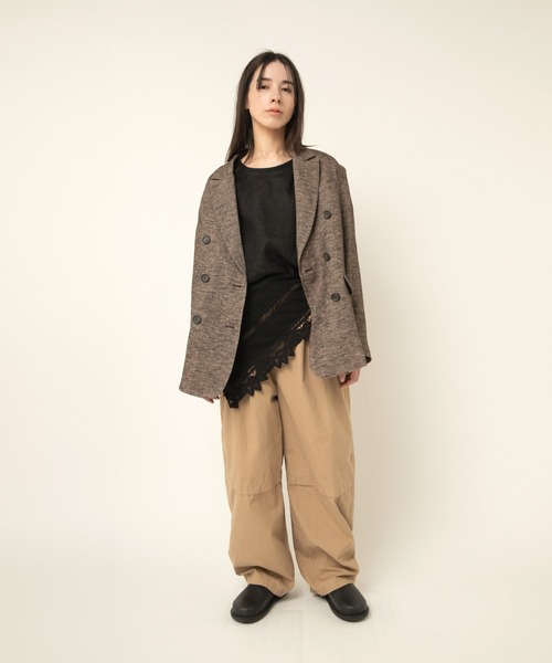 RNA-N(アールエヌエーエヌ)の「J2154 DOUBLE BREASTED LINEN JACKET(ノーカラージャケット・レディース・チャコール/ブラウン/ブラック・FREE)」の15枚目の写真
