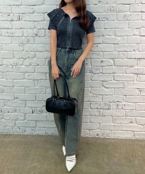 送料込  台風クラブ  ずる休み  ９枚セット  新品 キラキラBIG衿ZIPカーデ（Tシャツ/カットソー）｜continuer de NICE