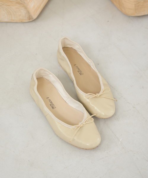 IENA 別注　ポルセリ　バレエシューズ　白　38 PORSELLI/ポルセリ 別注 SOLID BALLET バレエシューズ（バレエ