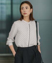 BackSatinAmunzen バンドカラーブラウス