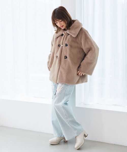 MAJESTIC LEGON(マジェスティックレゴン)の「キラキラレースダメージデニム(デニムパンツ・レディース・チャコールグレー/サックスブルー・SMALL/MEDIUM)」の6枚目の写真