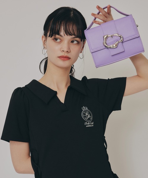 REDYAZEL（レディアゼル）の「バックルデザインロゴストラップミニバッグ（ショルダーバッグ・レディース・シルバー/ブラック/パープル・FREE）」の14枚目の写真