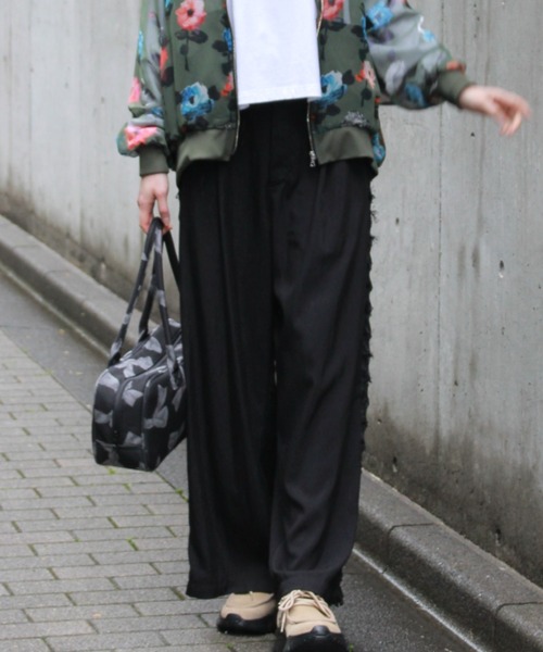 H.A.K（ハク）の「テンセルナイロンツイルニドムタンブラー＋エアリーフリンジチュールワイドパンツ（その他パンツ・レディース・ブラック/チャコール・1/2）」の2枚目の写真