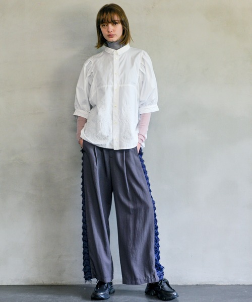 H.A.K（ハク）の「テンセルナイロンツイルニドムタンブラー＋エアリーフリンジチュールワイドパンツ（その他パンツ・レディース・ブラック/チャコール・1/2）」の5枚目の写真