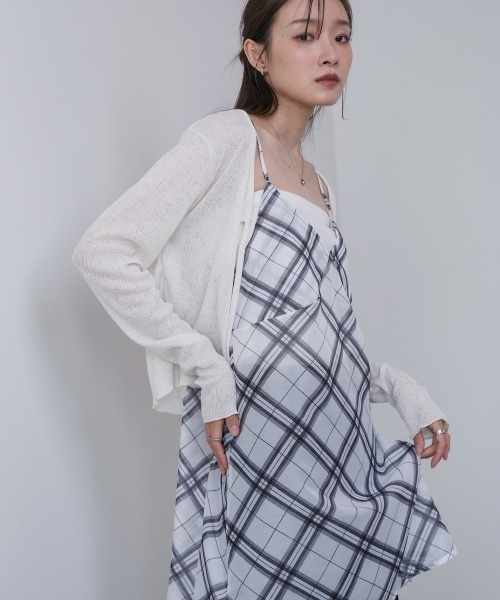 Bab(バブ)の「チェックシアーキャミミニワンピース(ワンピース・レディース・ブラック/オフホワイト・M)」の3枚目の写真