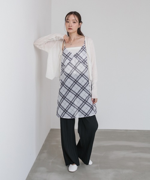 Bab(バブ)の「チェックシアーキャミミニワンピース(ワンピース・レディース・ブラック/オフホワイト・M)」の10枚目の写真