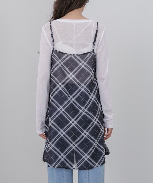 Bab(バブ)の「チェックシアーキャミミニワンピース(ワンピース・レディース・ブラック/オフホワイト・M)」の22枚目の写真