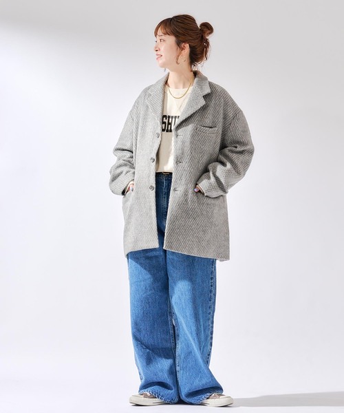 B.C STOCK（ベーセーストック）の「【Deux Allures/ドゥ アリュール】テーラーミドル シャギージャケットコート（その他アウター・メンズ・チャコールグレー/ブラック・MEDIUM/LARGE）」の3枚目の写真