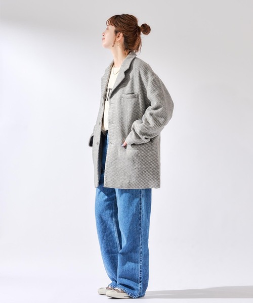 B.C STOCK（ベーセーストック）の「【Deux Allures/ドゥ アリュール】テーラーミドル シャギージャケットコート（その他アウター・メンズ・チャコールグレー/ブラック・MEDIUM/LARGE）」の4枚目の写真