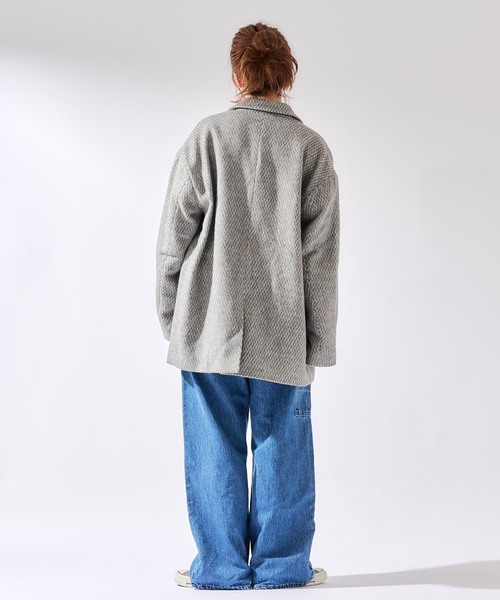 B.C STOCK（ベーセーストック）の「【Deux Allures/ドゥ アリュール】テーラーミドル シャギージャケットコート（その他アウター・メンズ・チャコールグレー/ブラック・MEDIUM/LARGE）」の5枚目の写真