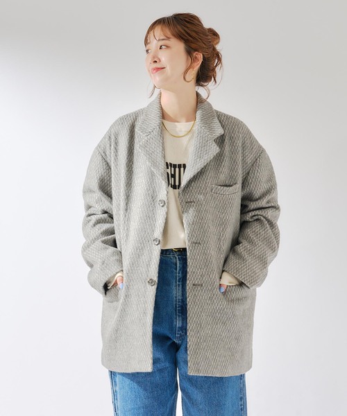 B.C STOCK（ベーセーストック）の「【Deux Allures/ドゥ アリュール】テーラーミドル シャギージャケットコート（その他アウター・メンズ・チャコールグレー/ブラック・MEDIUM/LARGE）」の6枚目の写真