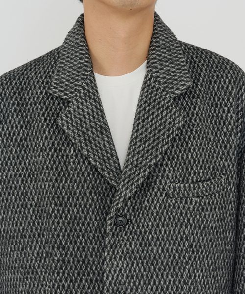 B.C STOCK（ベーセーストック）の「【Deux Allures/ドゥ アリュール】テーラーミドル シャギージャケットコート（その他アウター・メンズ・チャコールグレー/ブラック・MEDIUM/LARGE）」の12枚目の写真