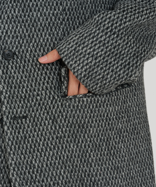 B.C STOCK（ベーセーストック）の「【Deux Allures/ドゥ アリュール】テーラーミドル シャギージャケットコート（その他アウター・メンズ・チャコールグレー/ブラック・MEDIUM/LARGE）」の14枚目の写真