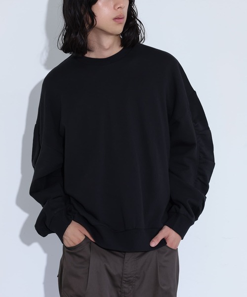 MDR(エムディアール)の「シャーリングスリーブスウェット(スウェット・メンズ・杢グレー/ブラック/ブラウン・M/L)」の2枚目の写真