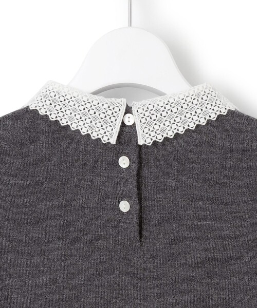 23区　2025完売　洗えるエンブロイダリー ジオメトリックレースコンビ ニット セール】【CLASSY.掲載/洗える】エンブロイダリー ジオメトリック