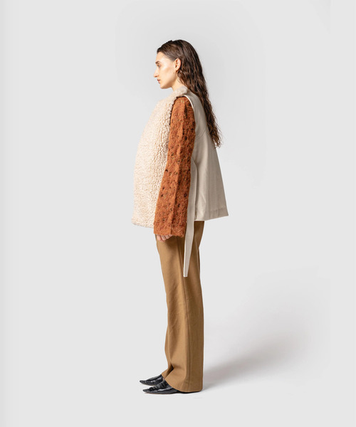 muller of yoshiokubo(ミュラーオブヨシオクボ)の「muller of yoshiokubo ミュラーオブヨシオクボ / BUMPY WOOL BOA VEST バンピーウールボアベスト / MLF25702(ベスト・レディース・アイボリー/ブラック/ベージュ・36/38)」の12枚目の写真