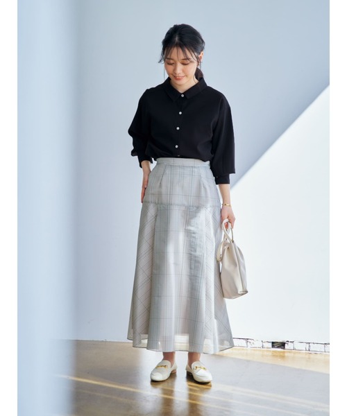 COHINA(コヒナ)の「シアーチェックスカート 【低身長・小柄女性】(スカート・レディース・ブラック・XS-Regular)」の4枚目の写真