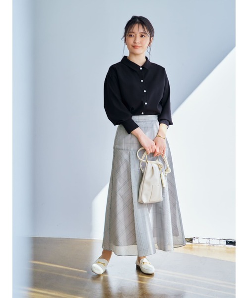 COHINA(コヒナ)の「シアーチェックスカート 【低身長・小柄女性】(スカート・レディース・ブラック・XS-Regular)」の5枚目の写真