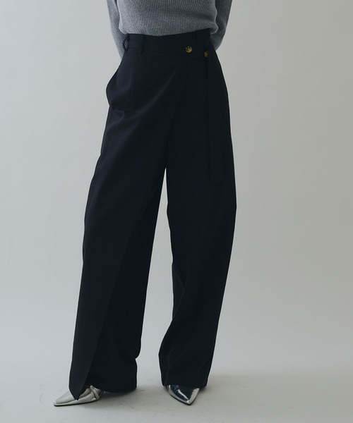 ELLEgirl（エルガール）の「ラップワイドパンツ【ELLEgirl/エルガール】（スラックス・レディース・ブラウン/ブラック・M/S）」の12枚目の写真