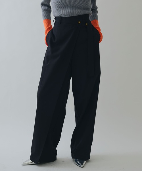 ELLEgirl（エルガール）の「ラップワイドパンツ【ELLEgirl/エルガール】（スラックス・レディース・ブラウン/ブラック・M/S）」の15枚目の写真