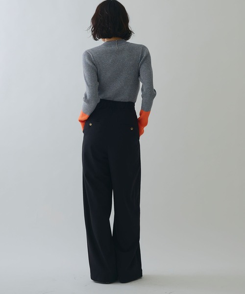 ELLEgirl（エルガール）の「ラップワイドパンツ【ELLEgirl/エルガール】（スラックス・レディース・ブラウン/ブラック・M/S）」の10枚目の写真