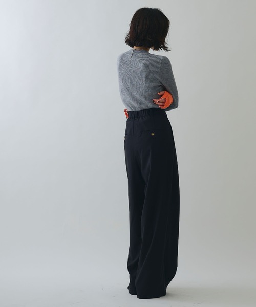 ELLEgirl（エルガール）の「ラップワイドパンツ【ELLEgirl/エルガール】（スラックス・レディース・ブラウン/ブラック・M/S）」の9枚目の写真