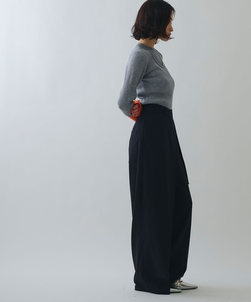 ELLEgirl（エルガール）の「ラップワイドパンツ【ELLEgirl/エルガール】（スラックス・レディース・ブラウン/ブラック・M/S）」の8枚目の写真