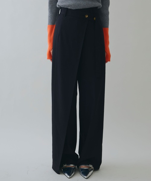 ELLEgirl（エルガール）の「ラップワイドパンツ【ELLEgirl/エルガール】（スラックス・レディース・ブラウン/ブラック・M/S）」の13枚目の写真