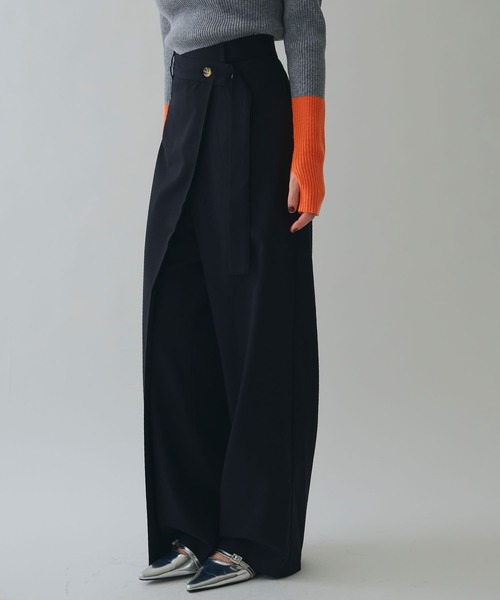 ELLEgirl（エルガール）の「ラップワイドパンツ【ELLEgirl/エルガール】（スラックス・レディース・ブラウン/ブラック・M/S）」の14枚目の写真