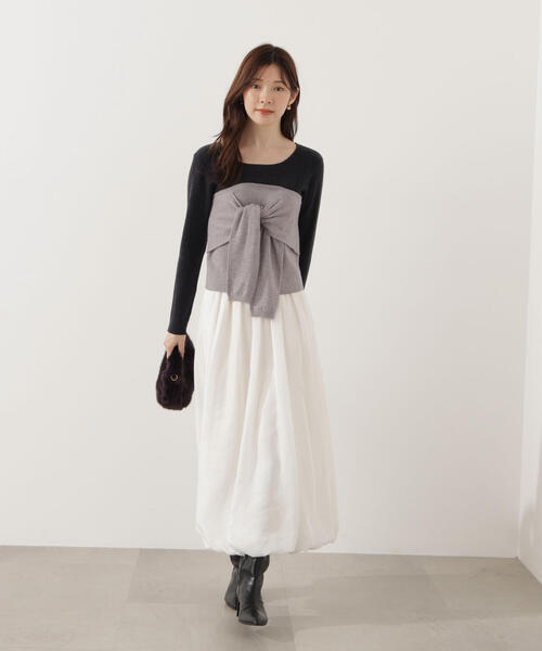 PROPORTION BODY DRESSING(プロポーションボディドレッシング)の「レイヤード風ニット / 1215270008(ニット/セーター・レディース・ダークグレー/ブラック/グレー系その他・FREE)」の4枚目の写真