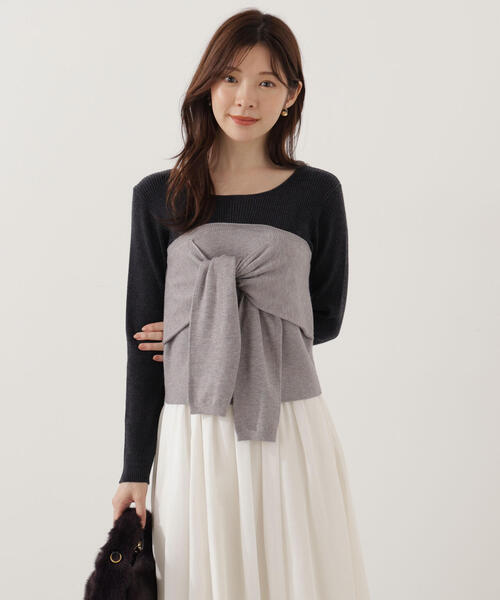 PROPORTION BODY DRESSING(プロポーションボディドレッシング)の「レイヤード風ニット / 1215270008(ニット/セーター・レディース・ダークグレー/ブラック/グレー系その他・FREE)」の6枚目の写真