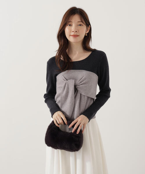 PROPORTION BODY DRESSING(プロポーションボディドレッシング)の「レイヤード風ニット / 1215270008(ニット/セーター・レディース・ダークグレー/ブラック/グレー系その他・FREE)」の7枚目の写真