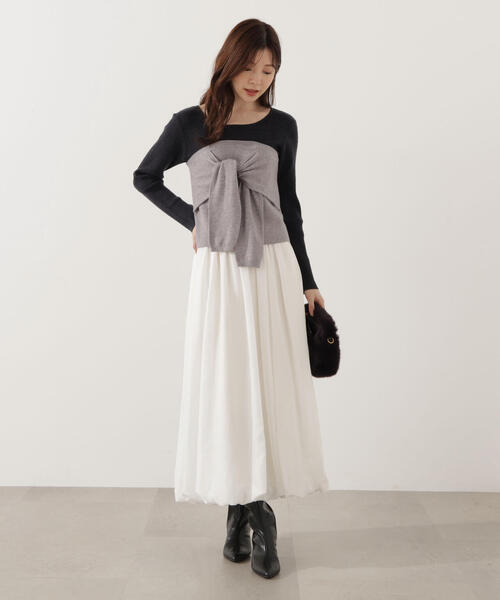 PROPORTION BODY DRESSING(プロポーションボディドレッシング)の「レイヤード風ニット / 1215270008(ニット/セーター・レディース・ダークグレー/ブラック/グレー系その他・FREE)」の8枚目の写真