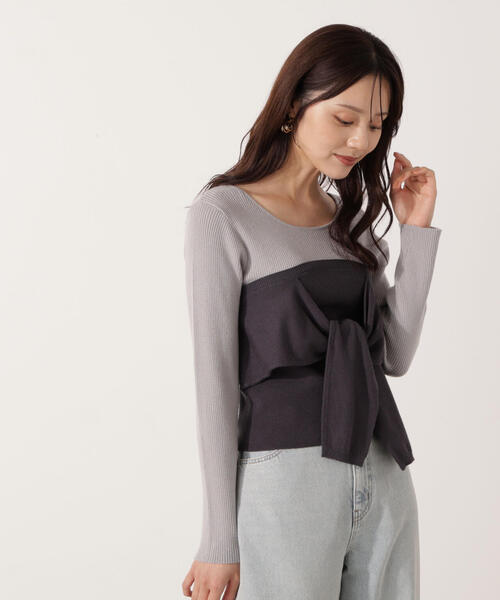 PROPORTION BODY DRESSING(プロポーションボディドレッシング)の「レイヤード風ニット / 1215270008(ニット/セーター・レディース・ダークグレー/ブラック/グレー系その他・FREE)」の13枚目の写真