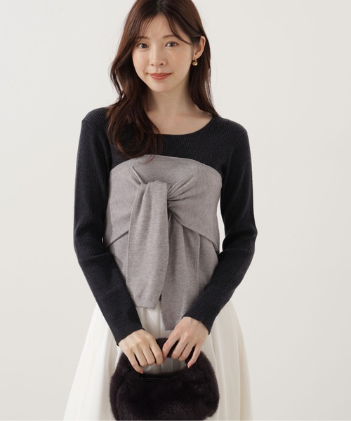 PROPORTION BODY DRESSING(プロポーションボディドレッシング)の「レイヤード風ニット / 1215270008(ニット/セーター・レディース・ダークグレー/ブラック/グレー系その他・FREE)」の3枚目の写真