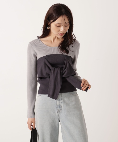 PROPORTION BODY DRESSING(プロポーションボディドレッシング)の「レイヤード風ニット / 1215270008(ニット/セーター・レディース・ダークグレー/ブラック/グレー系その他・FREE)」の1枚目の写真