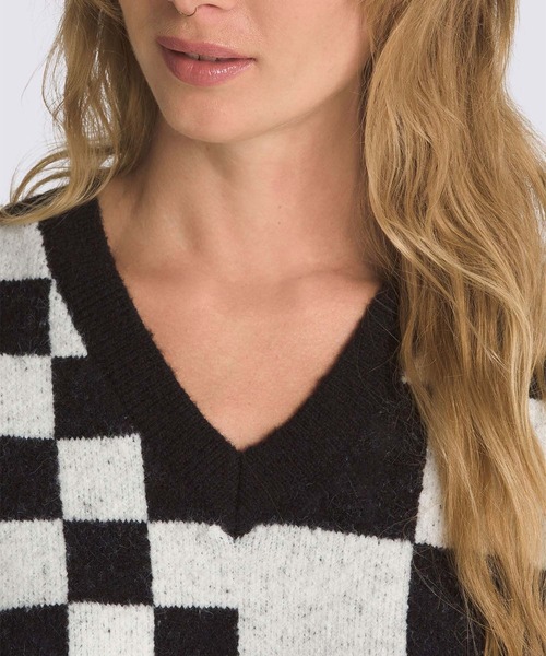 VANS(バンズ)の「ウィメンズ COURTYARD ベスト / COURTYARD CHECKER SWEATER VEST VN000F6WFS81(ベスト・レディース・オフホワイト・XXS)」の3枚目の写真