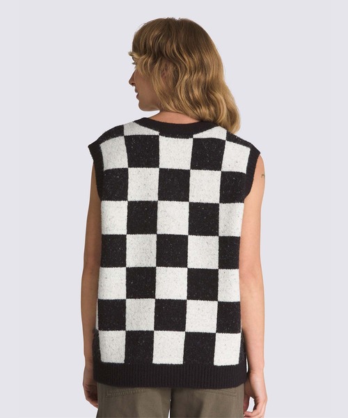 VANS(バンズ)の「ウィメンズ COURTYARD ベスト / COURTYARD CHECKER SWEATER VEST VN000F6WFS81(ベスト・レディース・オフホワイト・XXS)」の2枚目の写真
