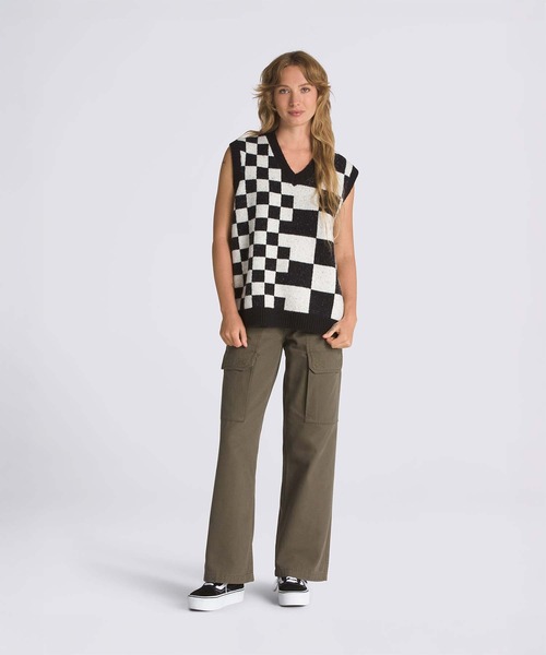 VANS(バンズ)の「ウィメンズ COURTYARD ベスト / COURTYARD CHECKER SWEATER VEST VN000F6WFS81(ベスト・レディース・オフホワイト・XXS)」の4枚目の写真